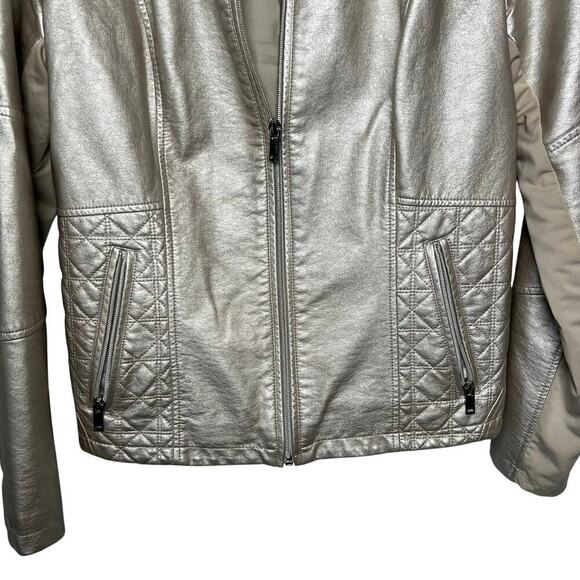 Warrior by Danica Patrick Metallic Faux Leather Jacket Size Large - Picture 4 of 11